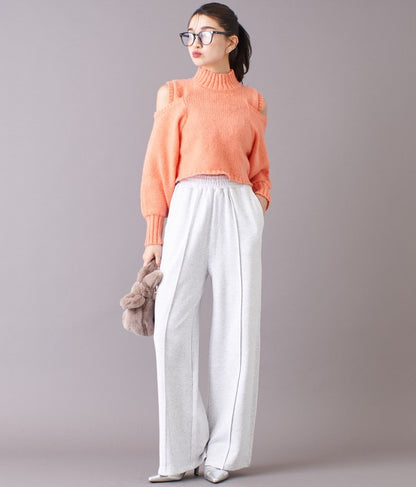 ショルダー スリット 起毛 ニット トップス 523-6691