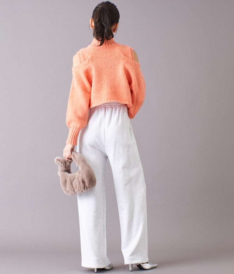 ショルダー スリット 起毛 ニット トップス 523-6691