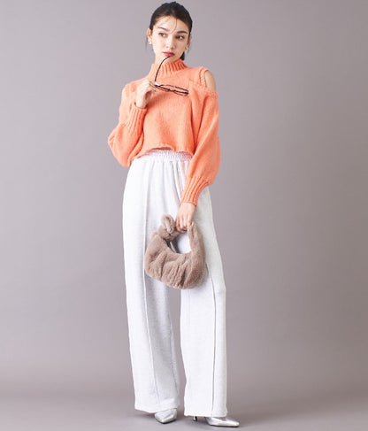 ショルダー スリット 起毛 ニット トップス 523-6691