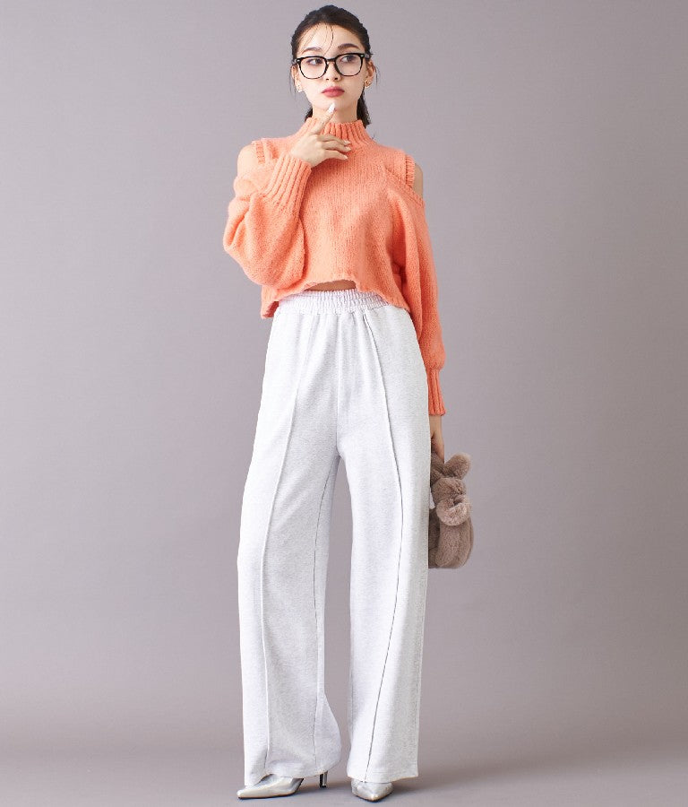 ショルダー スリット 起毛 ニット トップス 523-6691