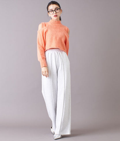 ショルダー スリット 起毛 ニット トップス 523-6691