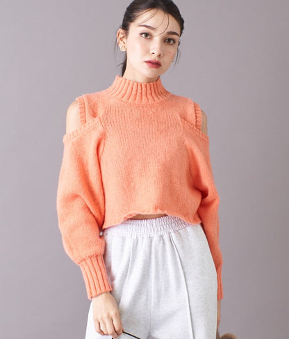 ショルダー スリット 起毛 ニット トップス 523-6691