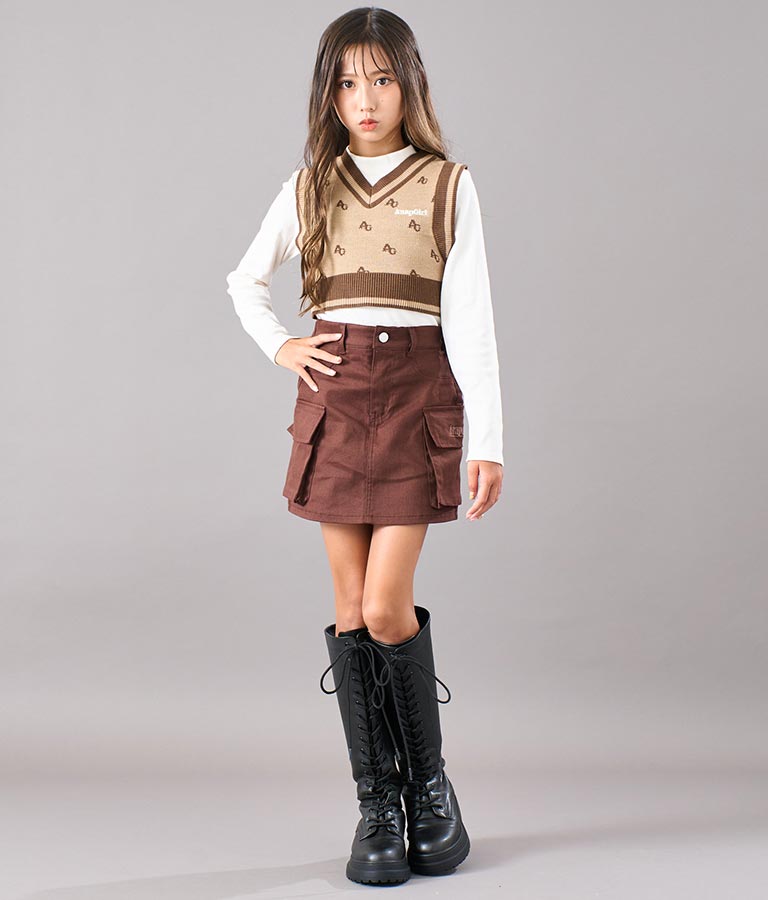 モノグラム柄ニットベスト 914-7217