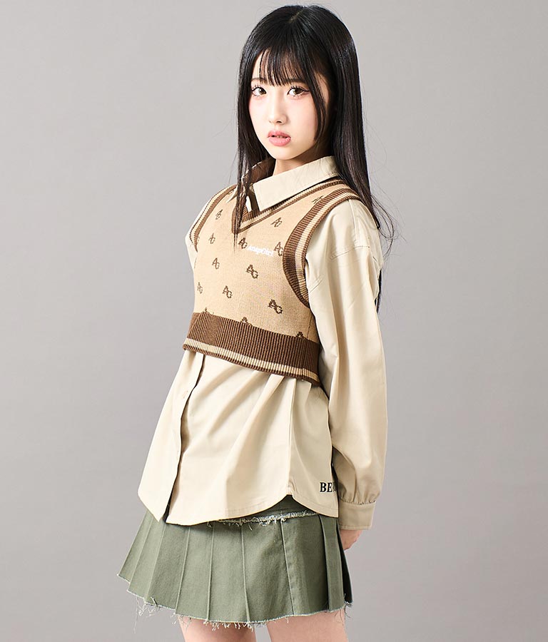 モノグラム柄ニットベスト 914-7217