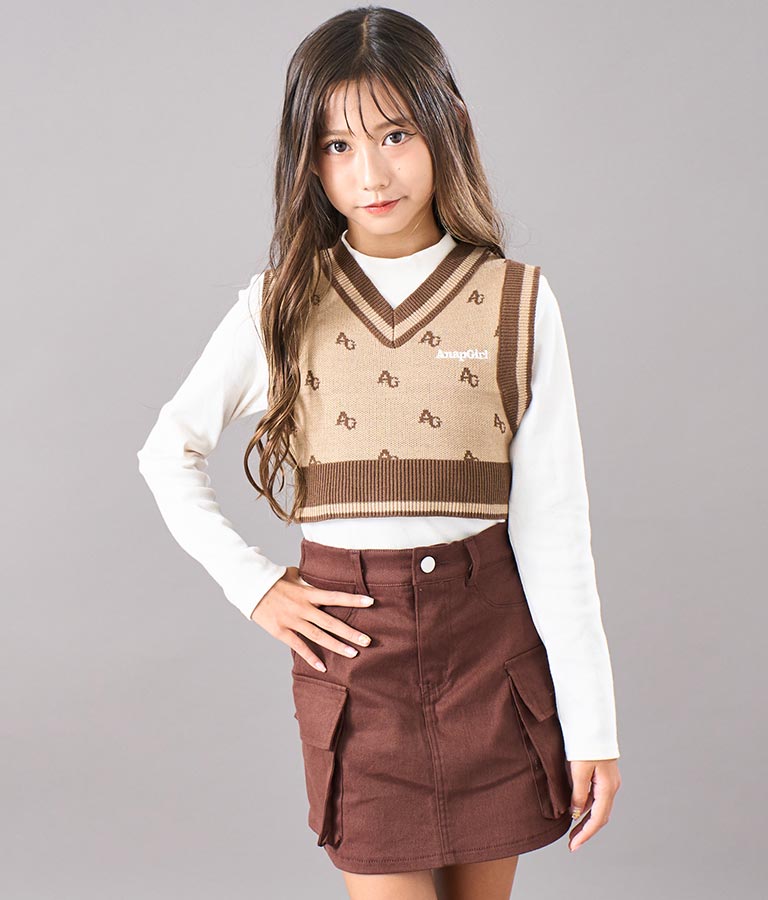 モノグラム柄ニットベスト 914-7217