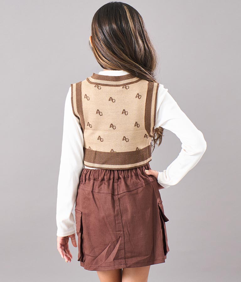 モノグラム柄ニットベスト 914-7217