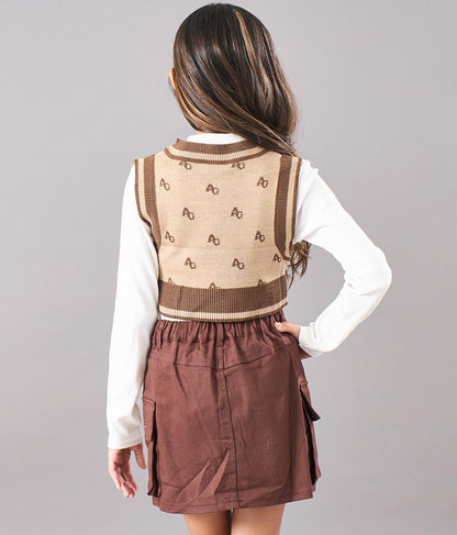 モノグラム柄ニットベスト 914-7217