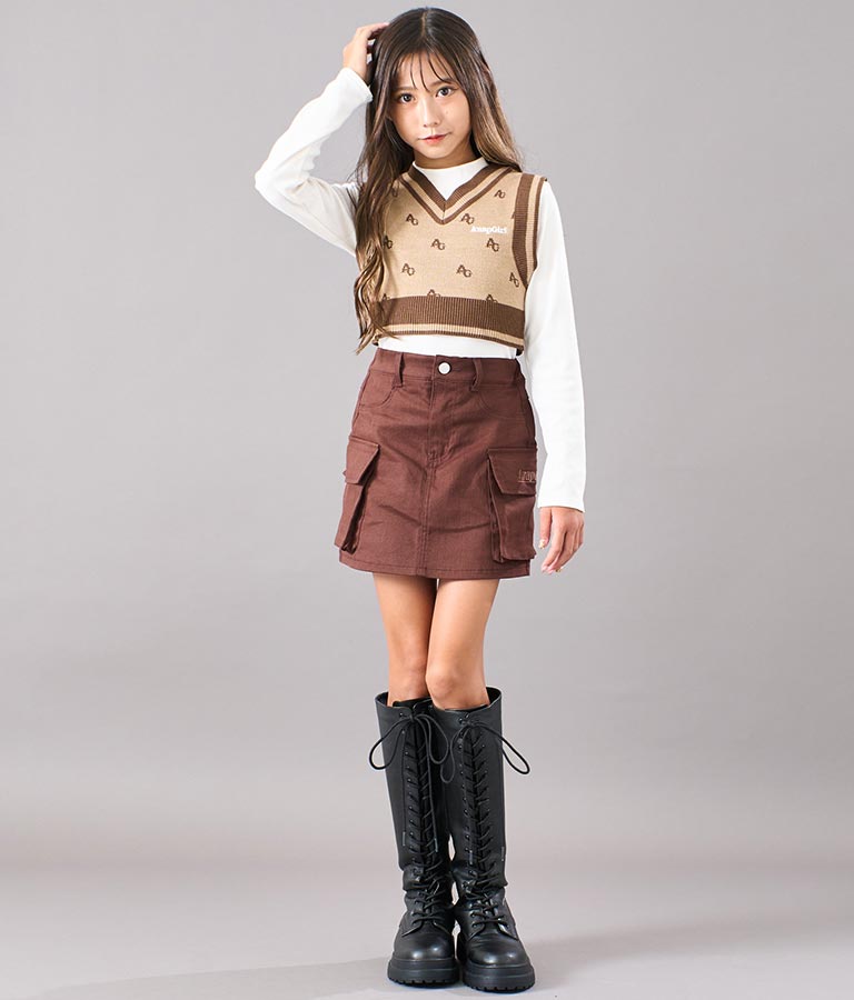 モノグラム柄ニットベスト 914-7217