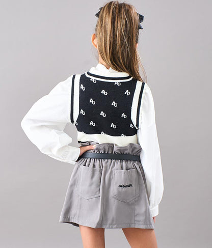 モノグラム柄ニットベスト 914-7217