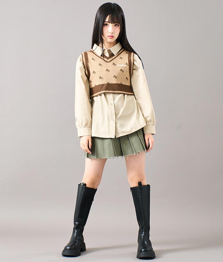 モノグラム柄ニットベスト 914-7217