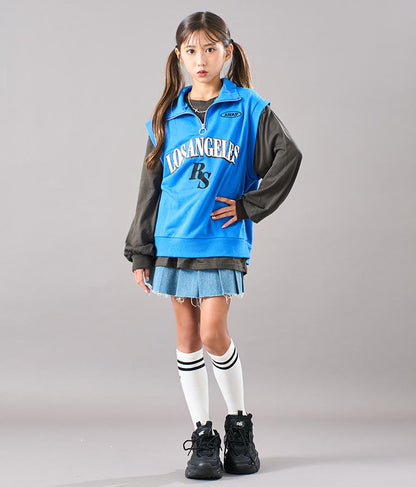 R+S ハーフジップ 裏毛 ベスト × ロングTシャツ セット 918-7355