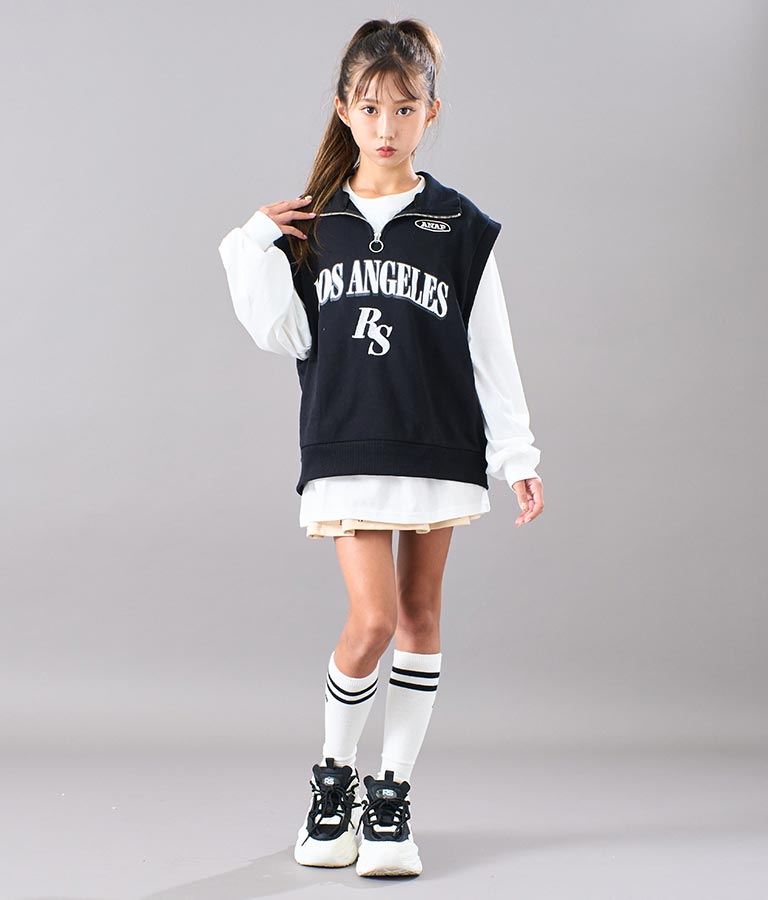 R+S ハーフジップ 裏毛 ベスト × ロングTシャツ セット 918-7355