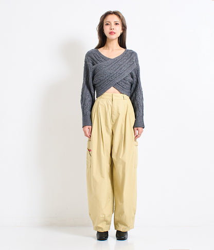 横編み ケーブル柄 オフショルダー ニットトップス 493-2574