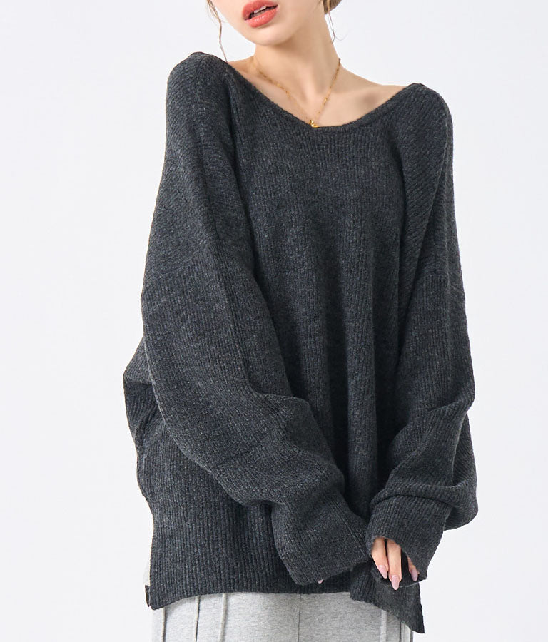 ビッグシルエット ルーズ ニット セーター 2WAYネック 長袖 493-2608
