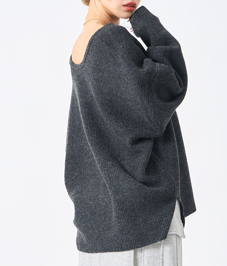 ビッグシルエット ルーズ ニット セーター 2WAYネック 長袖 493-2608