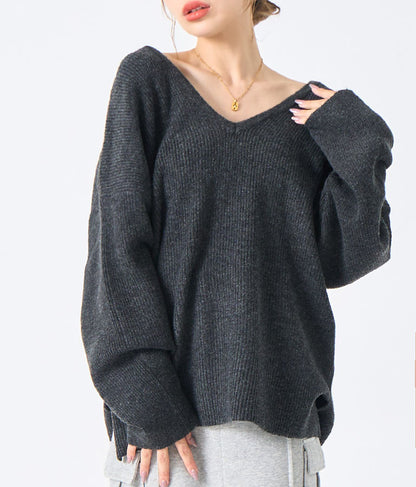 ビッグシルエット ルーズ ニット セーター 2WAYネック 長袖 493-2608