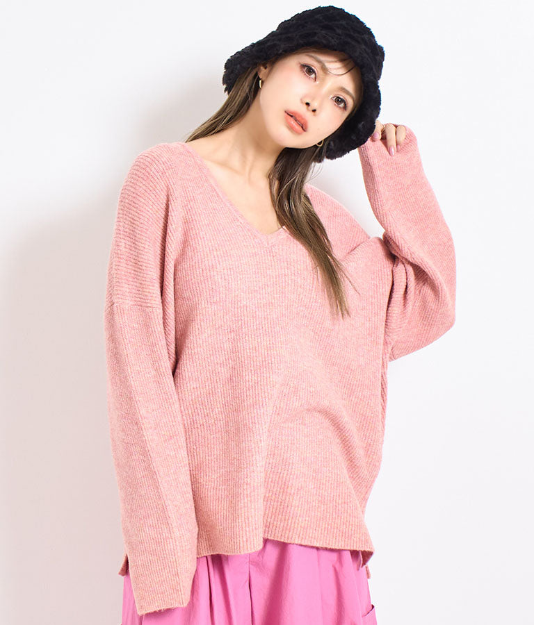 ビッグシルエット ルーズ ニット セーター 2WAYネック 長袖 493-2608