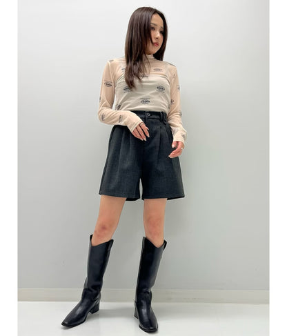 ロゴプリント シアー ハイネック トップス 793-9031