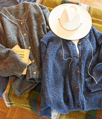 ブークレ ループヤーン 起毛 MIX ニット カーディガン 854-5743