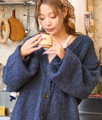 ブークレ ループヤーン 起毛 MIX ニット カーディガン 854-5743