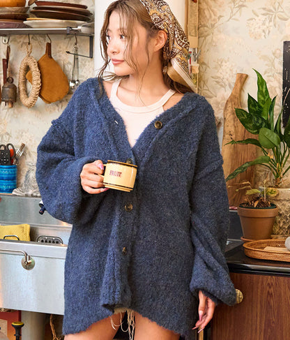 ブークレ ループヤーン 起毛 MIX ニット カーディガン 854-5743