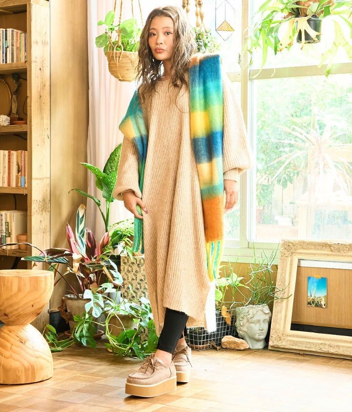 インスリット 柄編み リブ ニットソー レギンス 812-6744
