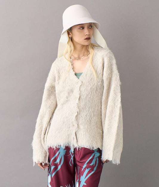 ブークレ シャギー Vネック カーディガン 364-9530