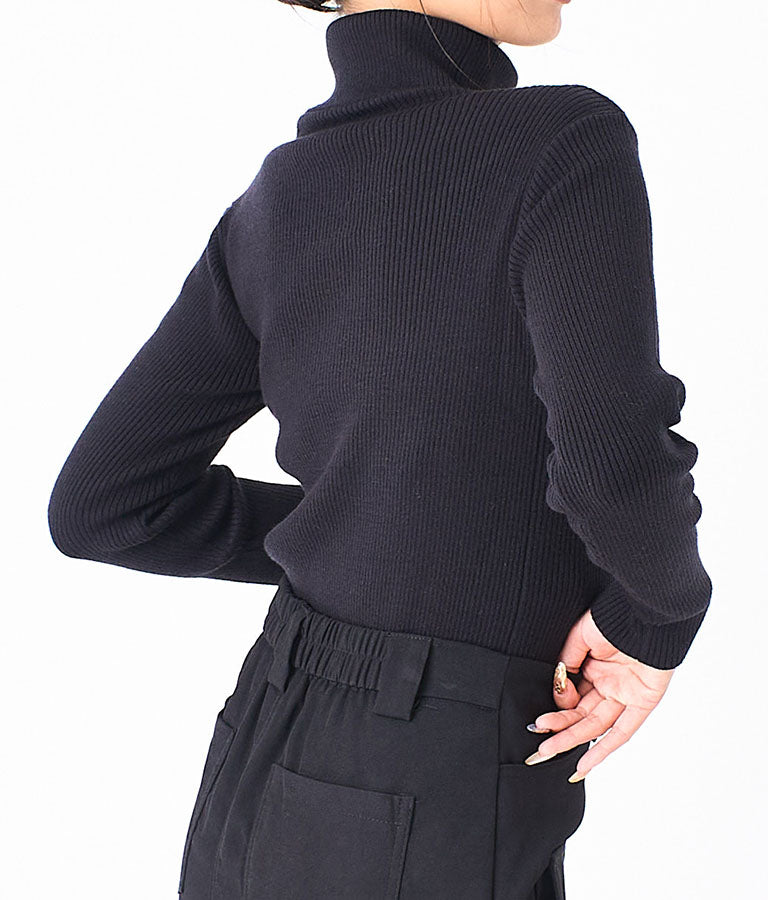 デコルテ オープン オフタートルネック ソフトタッチ ニット 長袖 493-2605