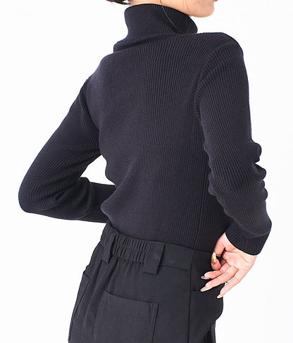 デコルテ オープン オフタートルネック ソフトタッチ ニット 長袖 493-2605