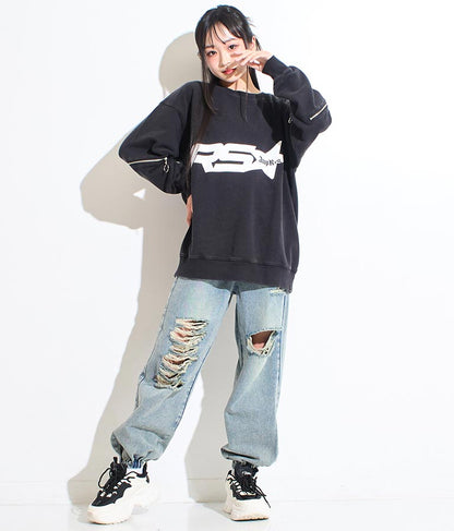 ANAP R+S【リラスポ】 ヴィンテージ 加工 ジップ スウェット トップス (ユニセックス アイテム) 913-7564