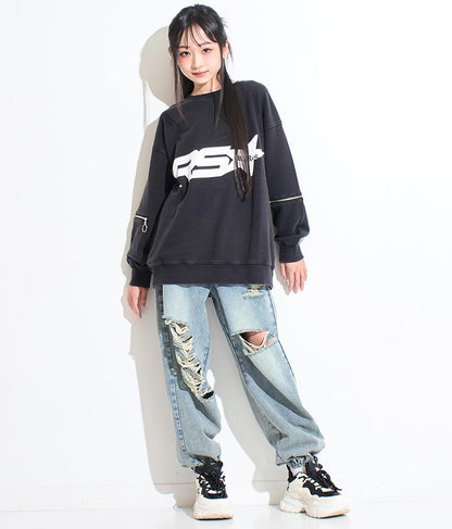 ANAP R+S【リラスポ】 ヴィンテージ 加工 ジップ スウェット トップス (ユニセックス アイテム) 913-7564