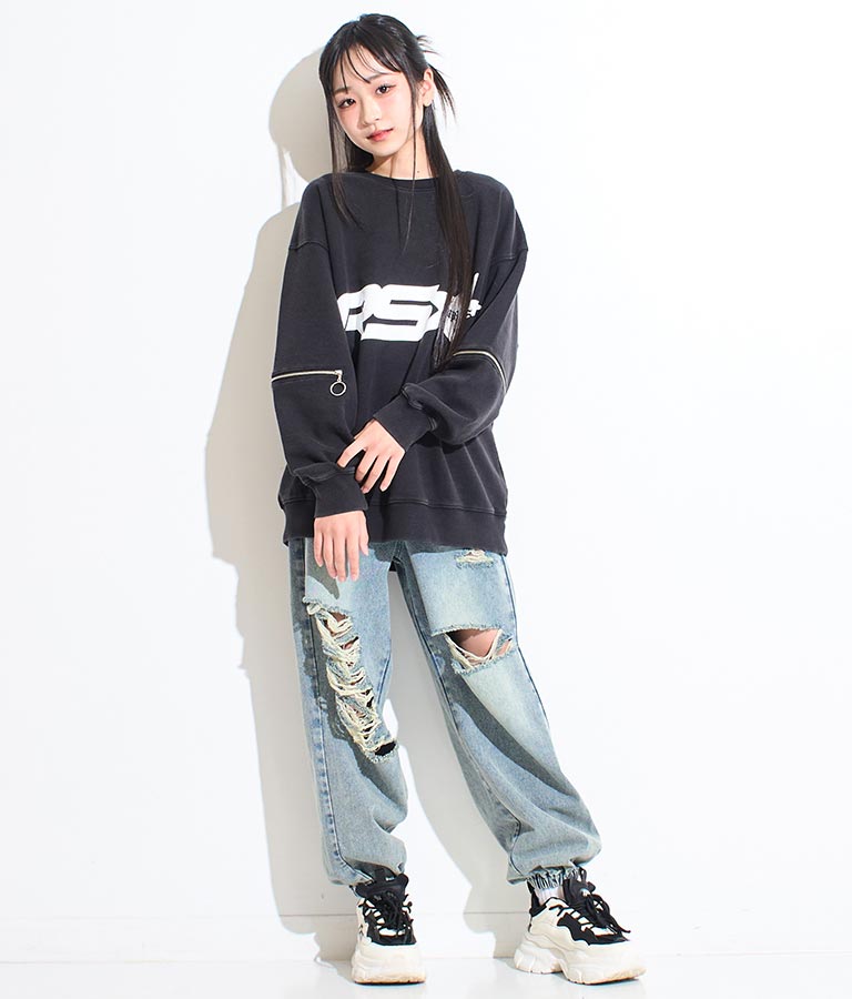 ANAP R+S【リラスポ】 ヴィンテージ 加工 ジップ スウェット トップス (ユニセックス アイテム) 913-7564