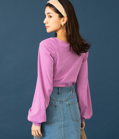 ラグラン ボリュームスリーブ リブ トップス カットソー 523-6589