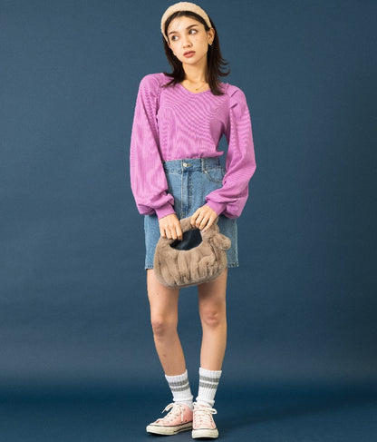 ラグラン ボリュームスリーブ リブ トップス カットソー 523-6589