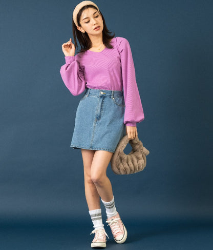 ラグラン ボリュームスリーブ リブ トップス カットソー 523-6589