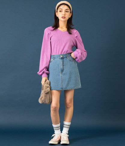 ラグラン ボリュームスリーブ リブ トップス カットソー 523-6589