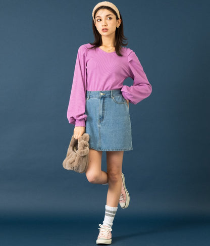 ラグラン ボリュームスリーブ リブ トップス カットソー 523-6589