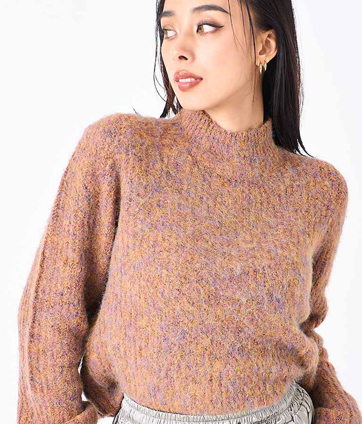 起毛 加工 ミックス ニット トップス 493-2568