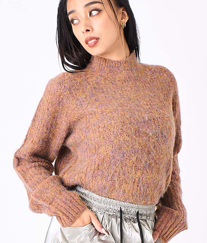 起毛 加工 ミックス ニット トップス 493-2568
