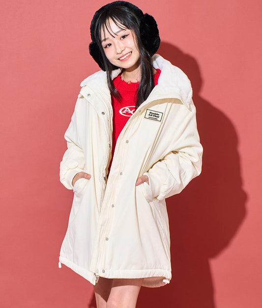 エコクラウド 衿裏フェイクファー 中綿 コート 916-7232