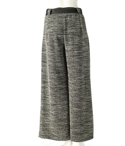 ITALY メランジ リボン ベルト付 フレア パンツ 392-2922