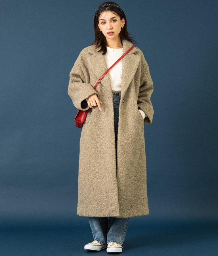 リングボア テーラード ロング コート 526-6712