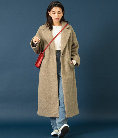 リングボア テーラード ロング コート 526-6712