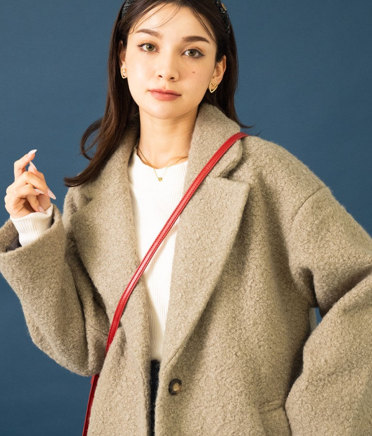 リングボア テーラード ロング コート 526-6712