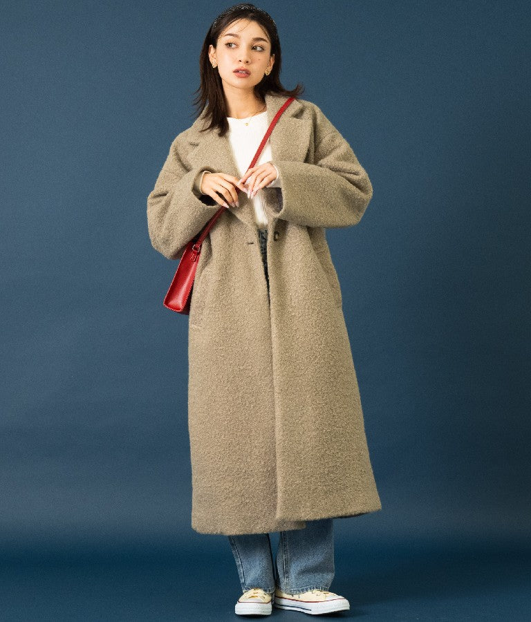 リングボア テーラード ロング コート 526-6712