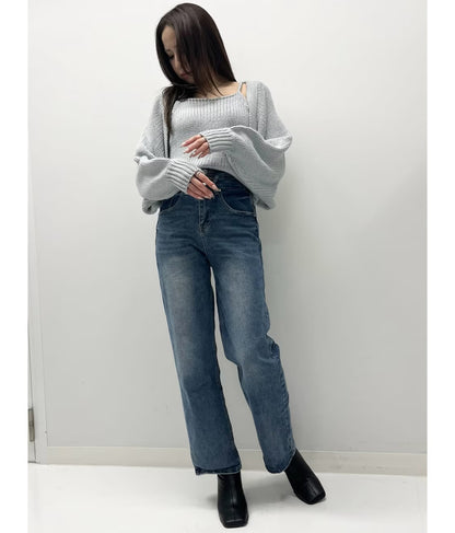 3つボタン ストレッチ ストレート デニム パンツ 152-5583