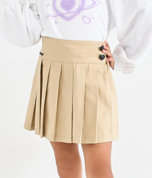 ハート ボタン 裾 プリーツ スカート 421-3308