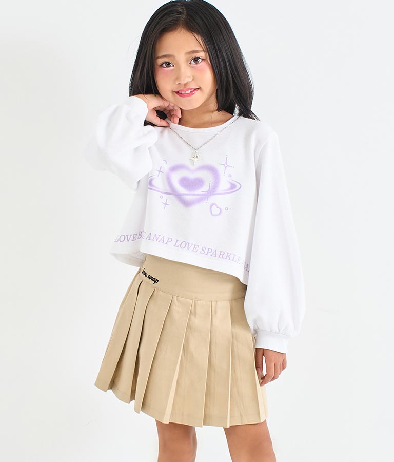 ハート ボタン 裾 プリーツ スカート 421-3308