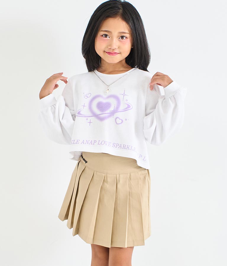 ハート ボタン 裾 プリーツ スカート 421-3308