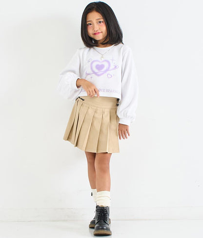 ハート ボタン 裾 プリーツ スカート 421-3308